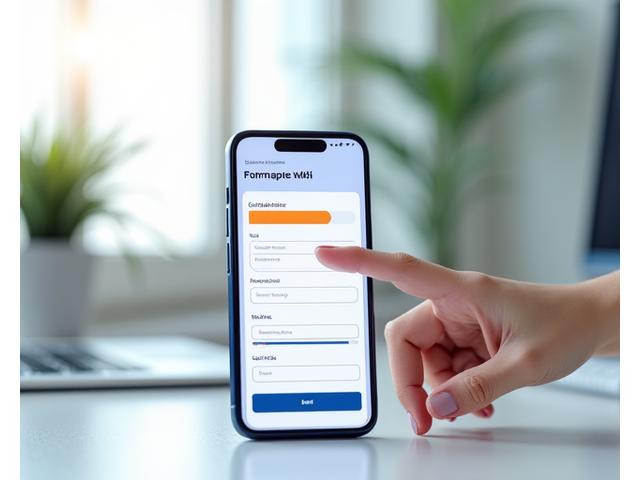 Illustration of a mobile-optimized online application form for a microloan, showing streamlined input fields and a progress bar.