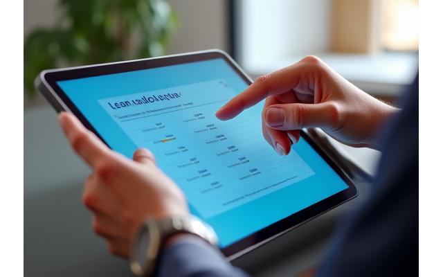 Person using a loan calculator on a tablet