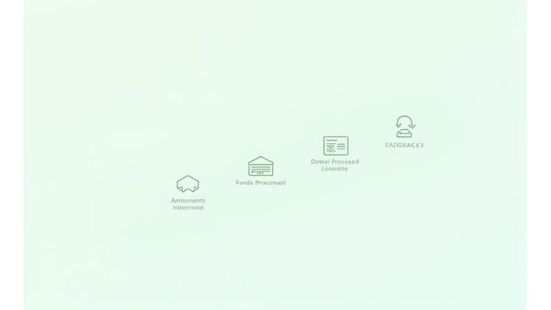 Interactive timeline visualizing the loan funding journey from application to approval and final bank deposit.