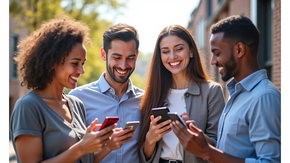 Collage of happy, diverse individuals sharing their positive experiences with Momentum Ascent's fast microloan payouts.“ class=