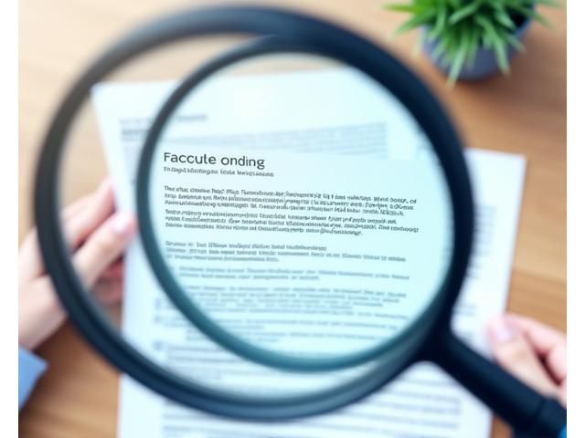 Illustration of a magnifying glass over a document, highlighting small text, symbolizing transparency